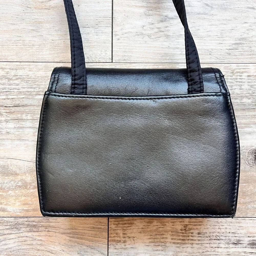 Sonoma Jean Co Black Leather Mini Crossbody Bag Minimalist Y2K Cute Grunge